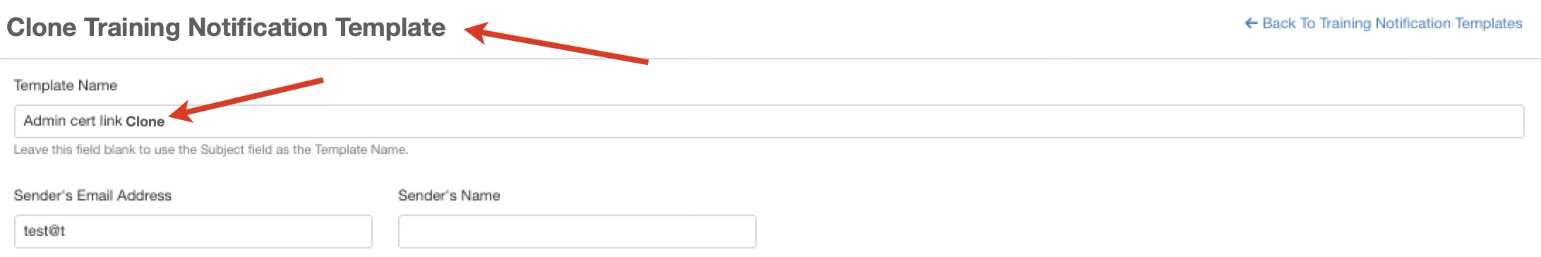 Cloned Training Notification Template