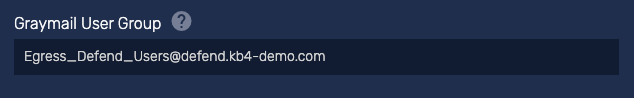 Graymail user group field on the Settings page of the Defend console