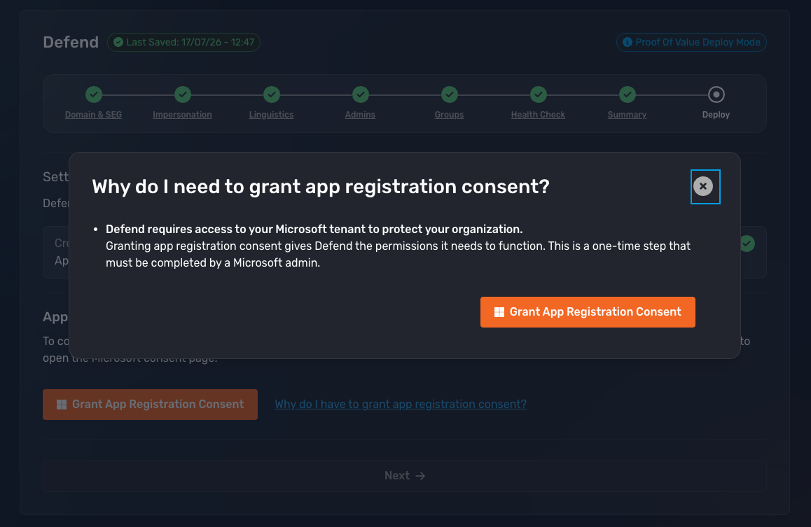 Deployment Summary page