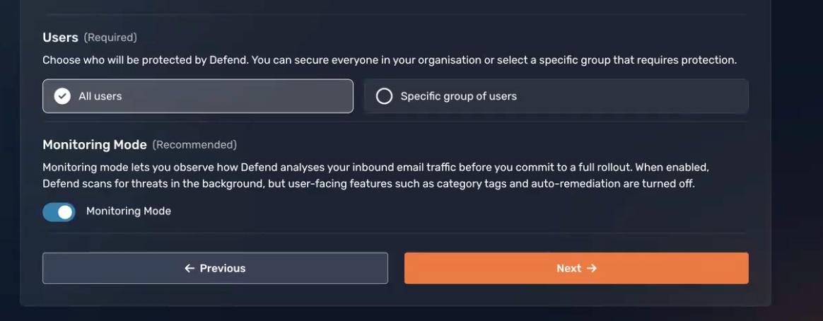 Users and Monitoring Mode