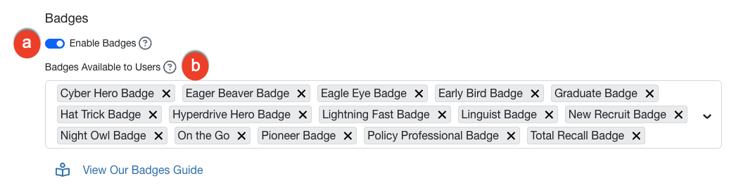 Badges are digital rewards that users earn for reaching specific training milestones