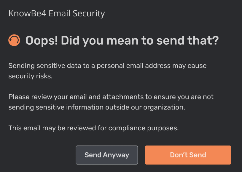An image of an example data exfiltration nudge