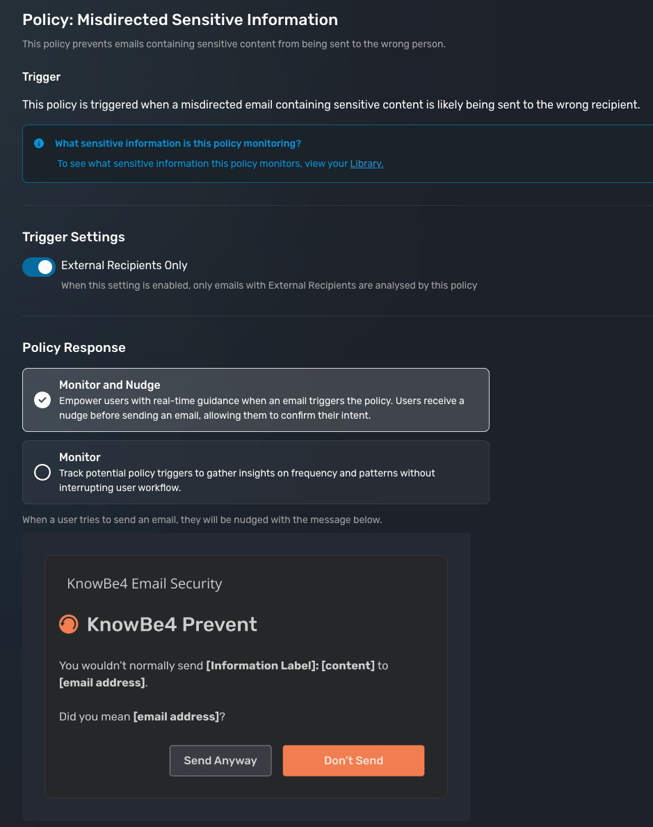 Sensitive information policy card details.