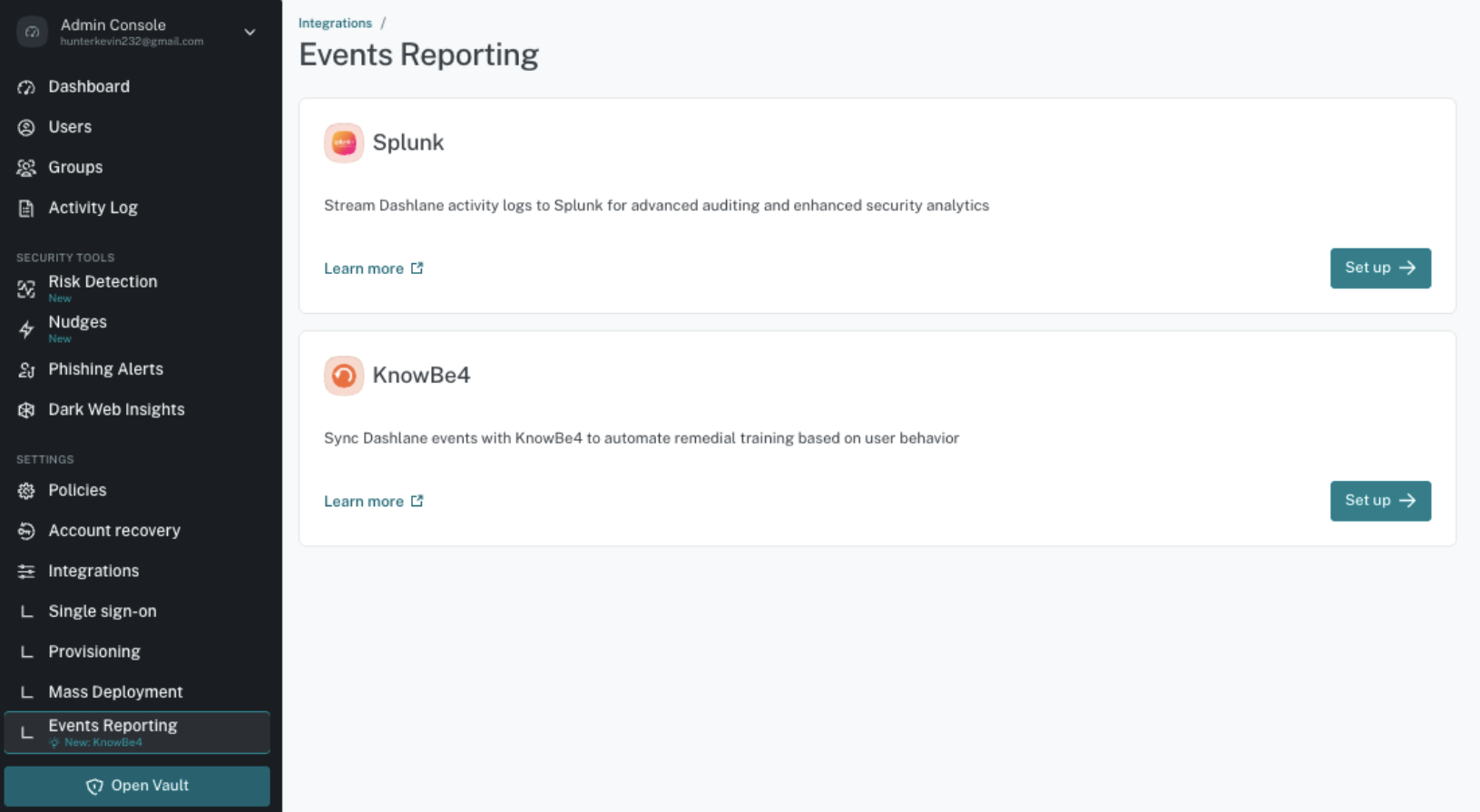 Dashlane KnowBe4 Set up