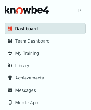 The LX left navigation menu showing the Dashboard, Team Dashboard, My Training, Library, Achievements, Messages, and Learner App pages