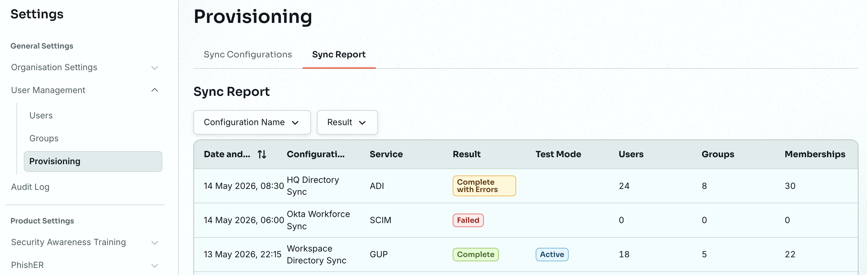 Sync Report